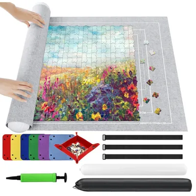Produktbild von Puzzlematte Aufbewahrungsrolle mit 6 Sortierern Grau 140 x 100 cm