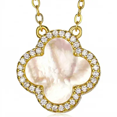 Produktbild von Halskette „Clover“ in Goldweiße Farbe