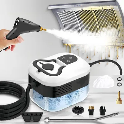 Produktbild von Dampfreiniger 1500W, 6 Einstellbaren Geschwindigkeiten, 4 Bürstenköpf, Tragbarer Hochdruck Handdampfreiniger mit 1200ML Tank für Zuhause Küche Auto
