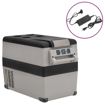Productafbeelding van Koelbox met handvat en adapter 55 L PP & PE zwart en grijs