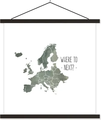Produktbild von MuchoWow® Textilposter Karten - Europa - Briefe - Zitat 40x40 cm mit schwarzem Rahmen - Fotos