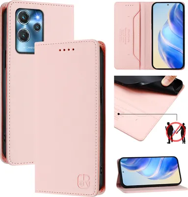 Produktbild von Lederhülle für Oukitel C32 Hülle Flip Brieftasche Kartenfächern Ständer Schutzhülle Pink