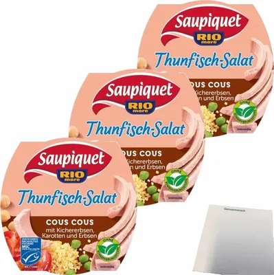 Produktbild von Saupiquet Thunfisch Salat Cous Cous 3er Pack (3x160g Dose) + usy Block