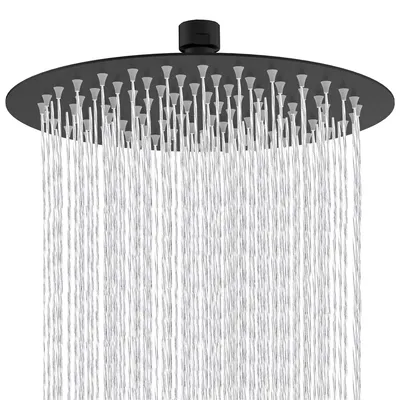 Regenduschkopf 40 cm, Schwarz, Edelstahl, Hochdruck, rund
