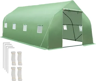 Produktbild von tectake® Foliengewächshaus 27 m³, in Zeltform mit 8 Fenstern 600 x 300 x 205 cm