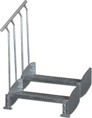 Produktbild von Wangentreppe | Höhe: 56-60 cm, Stufenbreite: 100 cm | Einseitiges Geländer