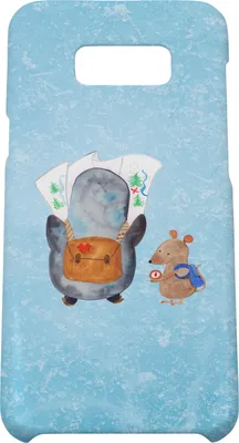 Produktbild von Mr. & Mrs. Panda Samsung Galaxy S8 plus Handyhülle  Pinguin & Maus Wanderer - Eisblau - Geschenk, Handy, Hülle, Wandern, Roadtrip, Cover, Abenteuer, Handycover, Pinguine