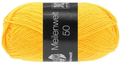 Produktbild von Lana Grossa MEILENWEIT 50 g UNI 4-fach Sockenwolle mit 80 % Schurwolle 210 m Farbe 1421 - Kanariengelb