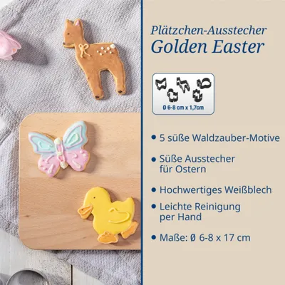 Produktbild von Dr. Oetker Ausstecher Set Waldzauber 5-teilig Hochwertiges Weißblech, verzinkt Ideal zum Backen für Ostern designed in Germany