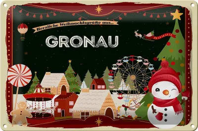 Produktbild von Blechschild Weihnachten Grüße aus GRONAU 30x20cm