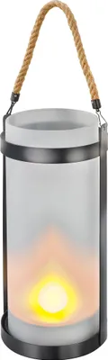 Produktbild von esotec Solarlaterne Jasmin mit Flammeneffekt GLAS METALL IP44 wetterfest 102099