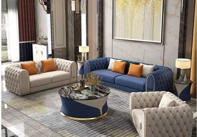 Produktbild von Luxus Wohnzimmer Set 3 tlg Chesterfield Modern Stil Sofagarnitur 3+2+1 Designer
