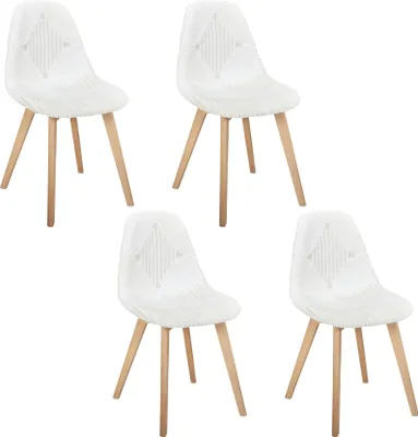 Image de Lot de 4 Chaises - HOME DECO FACTORY - Patchwork - Scandinave - Beige et Marron