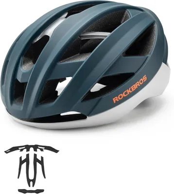 Produktbild von ROCKBROS Fahrradhelm mit Verstärkungsrahmen Belüftungssystem Ultraleicht Rennradhelm Herren Damen für Rennrad und MTB 58–62 cm Seeblau Matt L