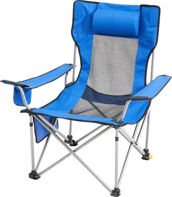 Produktbild von VEVOR Campingstuhl, Campingliege 150 kg, Gartenstuhl mit 4 Belastungspositionen, mit Fußstütze, Getränkehalter, Seitentasche und Kopfstütze, für Camping, Angeln und Outdoor-Aktivitäten, Blau