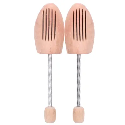 Productafbeelding van 2 stuks houten schoenrek voor dames en heren, voorkomt vervorming en kreukels, met verenmechanisme (maat 39-40)