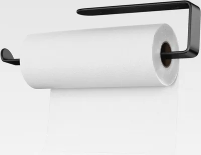 Produktbild von Küchenrollenhalter Wand Hängen Ohne Bohren, 295mm Selbstklebend oder Bohren Küchenpapierhalter, Space Aluminium Papierrollenhalter für Küche, Bad, Schränke, Vertikal oder Horizontal, Schwarz