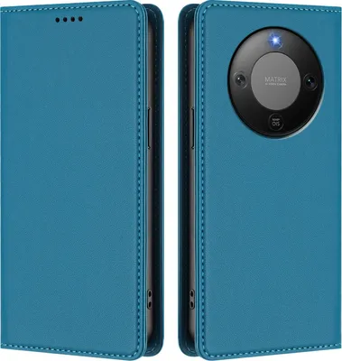 Image de Étui en cuir pour Honor X9d/Magic8 Lite, étui à rabat magnétique en cuirPolyuréthaneavec support, bleu lac