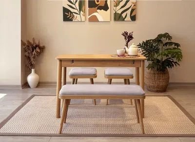 Obrázok produktu pre Skye Decor, Vina Mini 04 0701 - Dub, Soho Grey, súprava rozkladacieho jedálenského stola a stoličiek (4 kusy), dub, 100 % MELAMÍNOVÁ POTAHOVANÁ DOSKA, 50 x 110 x 75 cm