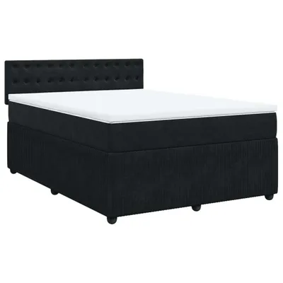 Produktbild von Boxspringbett mit Matratze Schwarz 140x190 cm Samt