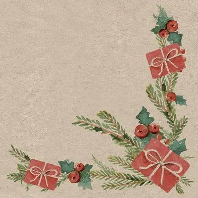 Produktbild von RP 25 Servietten Naturals nachhaltig Misteltoe with present - Geschenke an Tannenzweige 33x33cm