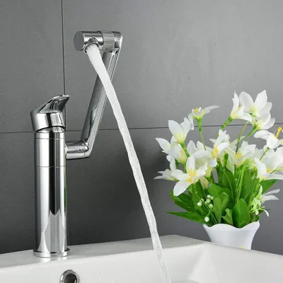 Immagine prodotto di Rubinetto per lavabo – Miscelatore girevole a 360° con finitura cromata, ideale per bagno e cucina
