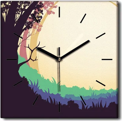 Produktbild von Coloray Uhr auf Leinwand 30x30 cm Wand Uhr Dekoration Wohnzimmer Segeltuch schwarze Hände -Baumwaldlandschaft.