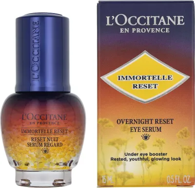 Obrázek produktu pro L'Occitane Immortelle Reset, Oční sérum, 15 ml, Ženy, Proti stárnutí, Proti tmavým kruhům, Proti vráskám, Vyhlazující, Univerzální pleť, Láhev