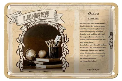 Produktbild von Blechschild Berufe 18x12cm Lehrer Herrscher Klassenzimmers Schild