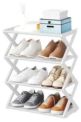 Produktbild von 4-stufiges, faltbares Schuhregal, platzsparender, freistehender Aufbewahrungsorganisator für Schrank, Flur, Eingangsbereich, Schlafzimmer, Weiß