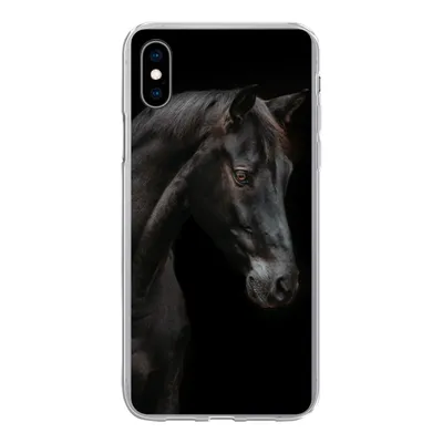Produktbild von MuchoWow® Handyhülle Schutzhülle Hülle für iPhone Xs Pferd - Tiere - Schwarz - Porträt Silikon Softcase Handy Hülle - Handytasche