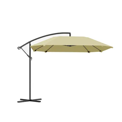 Produktbild von Sonnenschirm mit Ständer Ampelschirm Alu Ø 260cm Wasserdicht Kurbelschirm Gartenschirm für Balkon Garten Beige