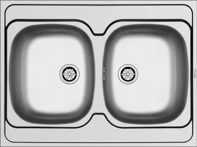 Immagine prodotto di Lavello da cucina 80x60 cm sopratop doppia vasca per mobili 80 cm
