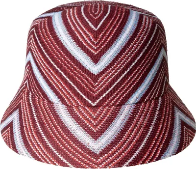 Kangol gestrickter Sommer Bucket Fischerhut mit ZickZack in rot
