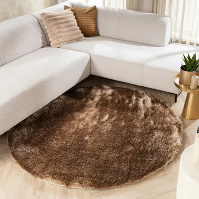Zdjęcie produktu dla Volero - Dywan okrągły z długim włosiem - Glorious Taupe - Ø 120 cm