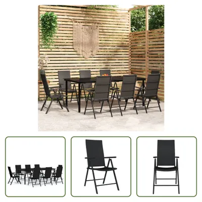 Produktbild von The Living Store 9-tlg. Garten-Essgruppe Schwarz