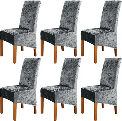 Produktbild von 6 Stück Stretch Chair Schutz Schonbezug, Elastic Chair Protector Sitzbezüge für Esszimmer Hochzeitsbankett Party Dekoration Wohnkultur, Dunkelgrau
