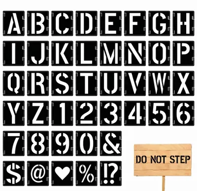 Produktbild von Buchstaben Schablone - 42-teiliges Set mit A-Z, 0-9 und 6 Symbolen - für DIY-Projekte