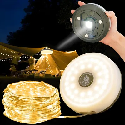 Produktbild von 10 m lange, faltbare Lichterkette, LED-Laternen, wasserdicht, USB-aufladbar, Camping