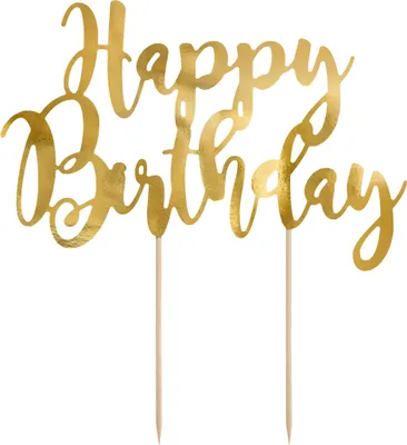 Produktbild von Topper na tort Happy Birthday złoty 22,5cm