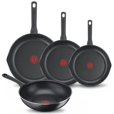 Produktbild von Tefal Day by Day Pfannenset, Bratpfannen 20/24/28 cm, Wokpfanne 28 cm, Nicht für Induktion geeignet, Antihaftbeschichtung, Aluminium