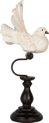Image de Clayre & Eef Figurine de décoration oiseau 15x11x36 cm blanc plastique