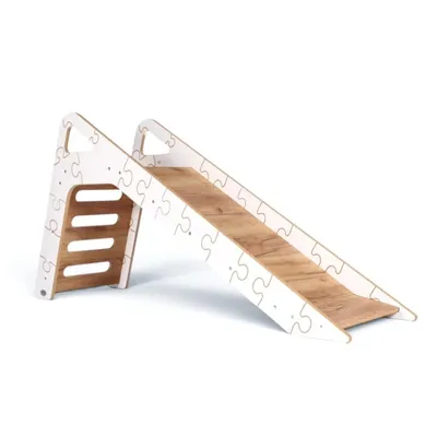 Produktbild von Kids Helper Kinderrutsche Weiß Eiche Indoor Rutsche Klettern Montessori Kindermöbel MDF