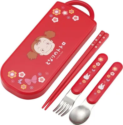 Produktbild von Mein Nachbar Totoro Essstäbchen & Löffel & Gabel Set Mei Red