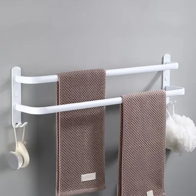 Image de Porte-serviettes mural en aluminium avec 2 crochets