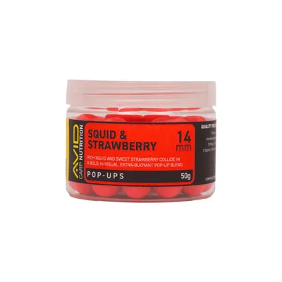 Produktbild von Avid Pop-Ups Squid & Strawberry 14mm 50g Boilies Karpfen Lockfutter A0650088