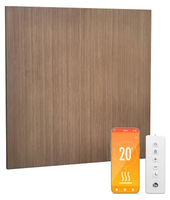 Obrázek produktu pro Infrazářič Blumfeldt 350 W – IP44, ovládání přes WLAN a aplikaci, termostat, ochrana proti přehřátí, infrazářič do koupelny a obývacího pokoje, energeticky úsporný, montáž na stěnu, dřevěný design