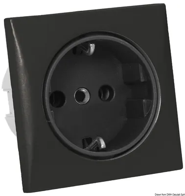 Produktbild von Schuko-Steckdose 220V schwarz Paneleinbau Osculati 14.492.11