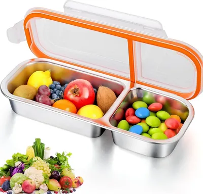 Produktbild von Edelstahl-Snackbox mit 2 Fächern für Snacks