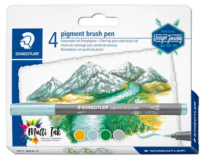 Productafbeelding van STAEDTLER® 371 BK4-2 Brushpennen "Lakkleuren", set van 4 stuks